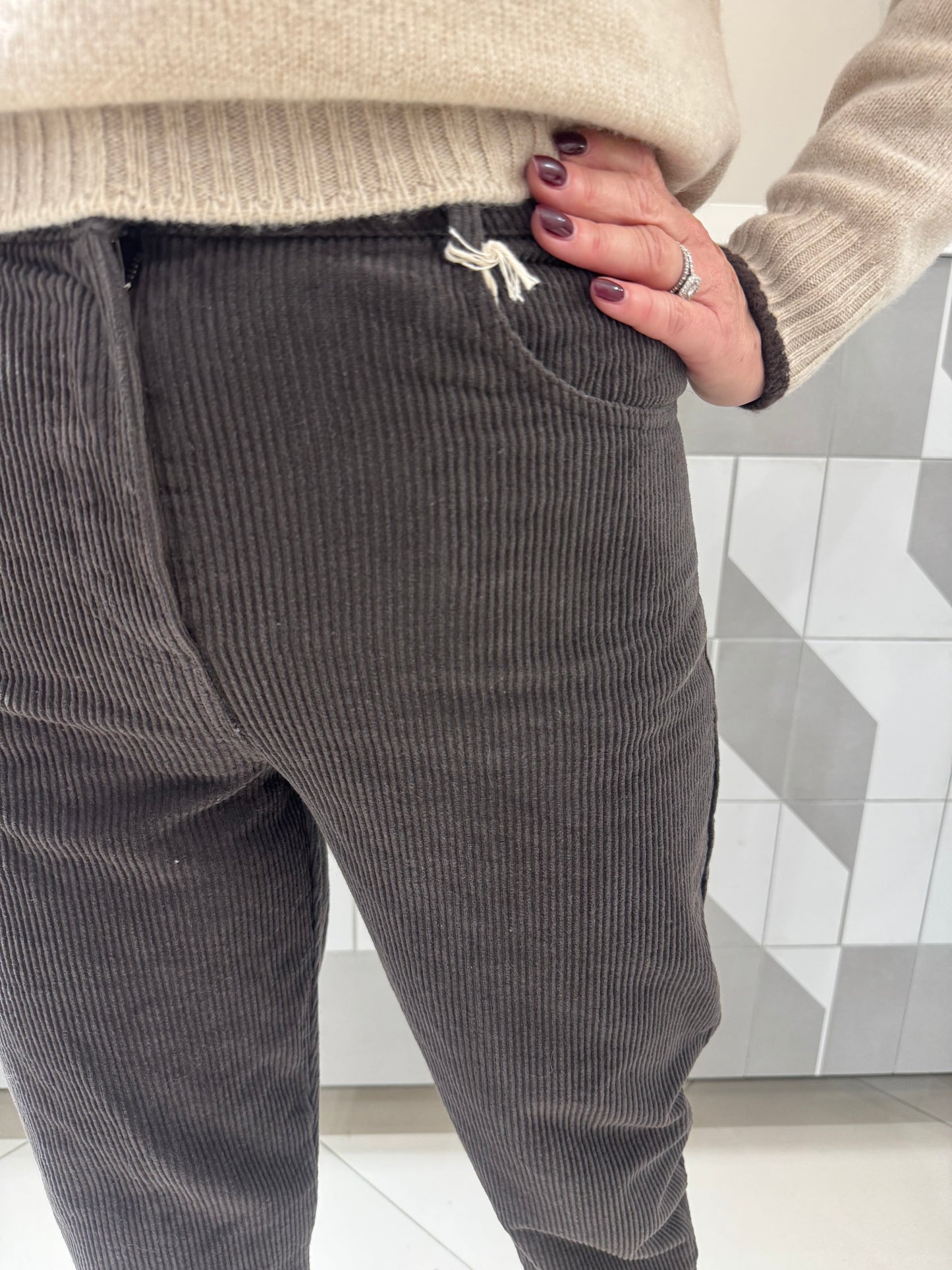 S dydžio velvetinio audinio kelnės (modelis mažintas)(K528)