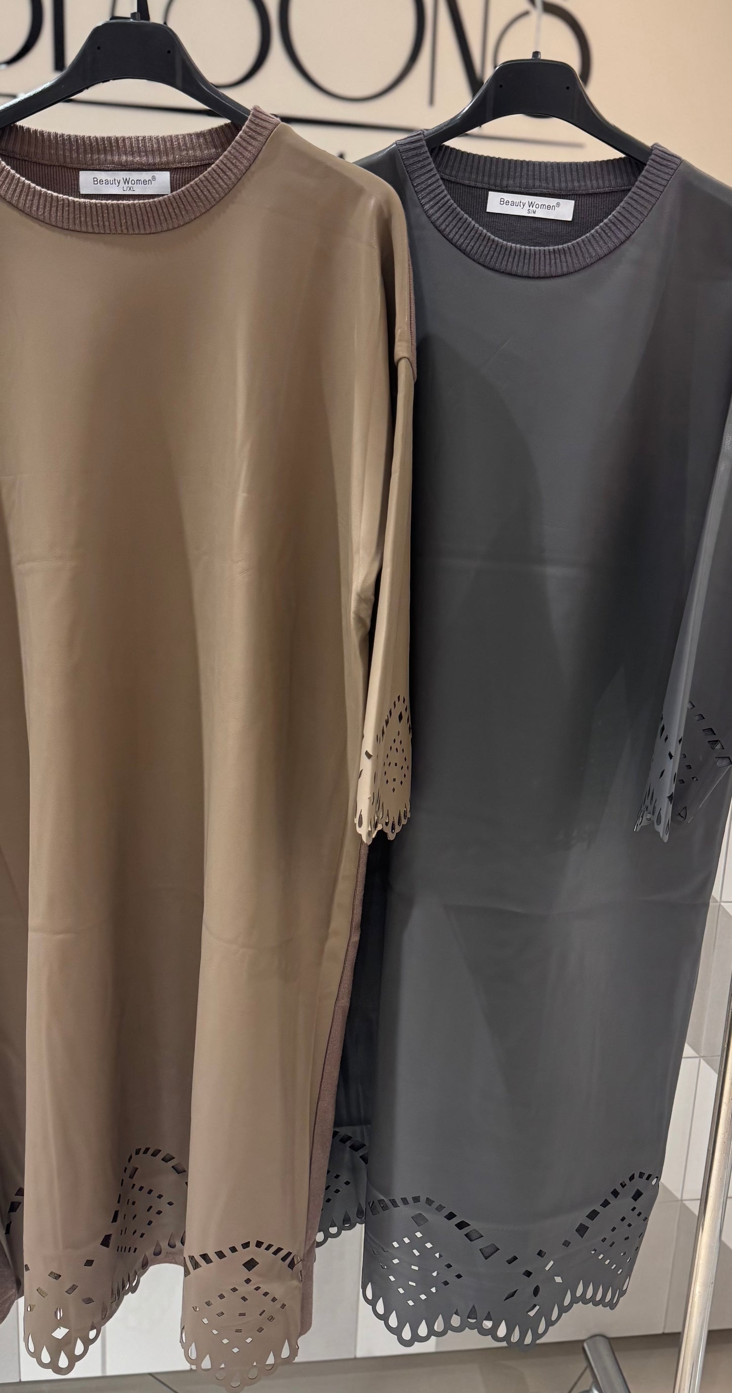 Suknelė su eko oda (S173)