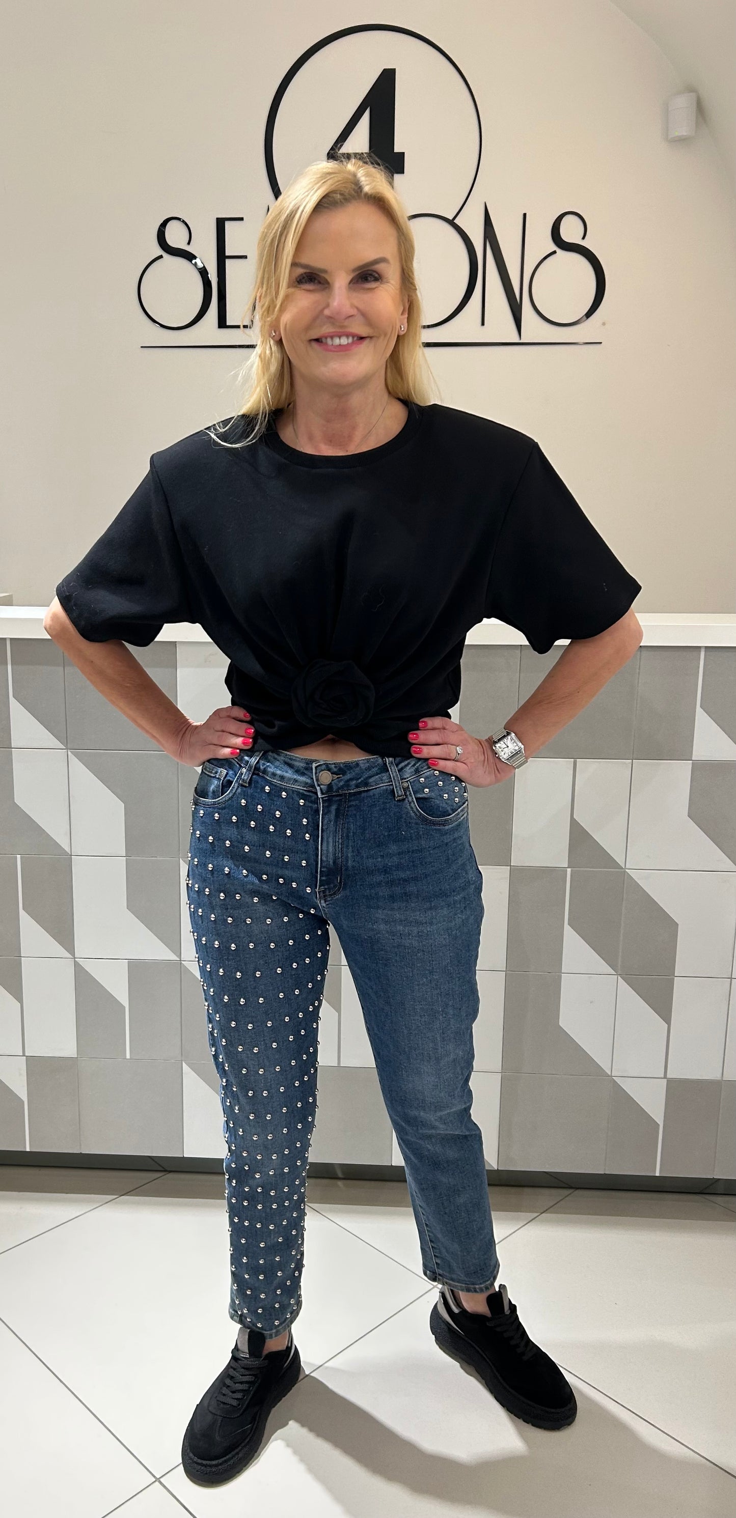 Džinsai su kniedemis (k582)