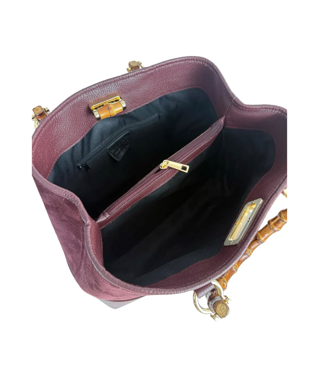 Rankinė skeltinės odos su bambuko rankena (R66)