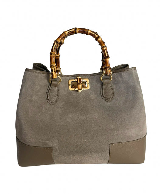 Rankinė skeltinės odos su bambuko rankena (R66)