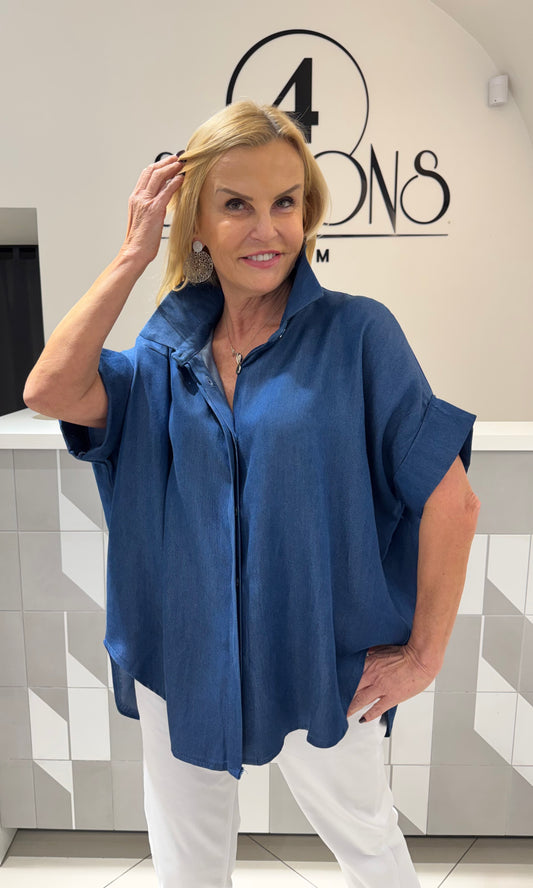 Džinsiniai marškiniai didesniam dydžiui (P904)