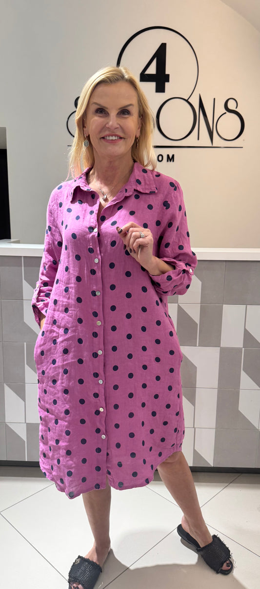 Suknelė linine su žirniukais (S207)