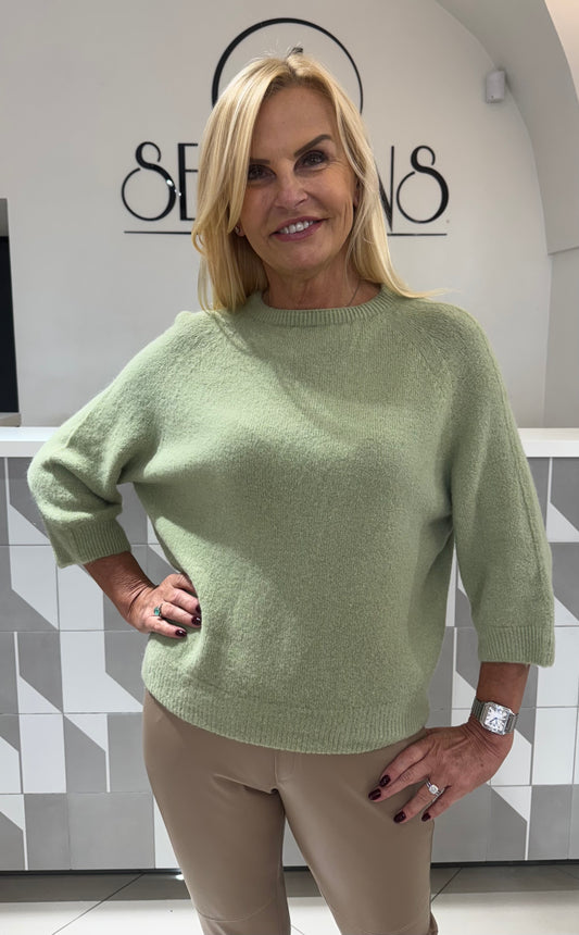 Megztukas su baby alpakos vilna su 3/4 rankovėmis (m433)