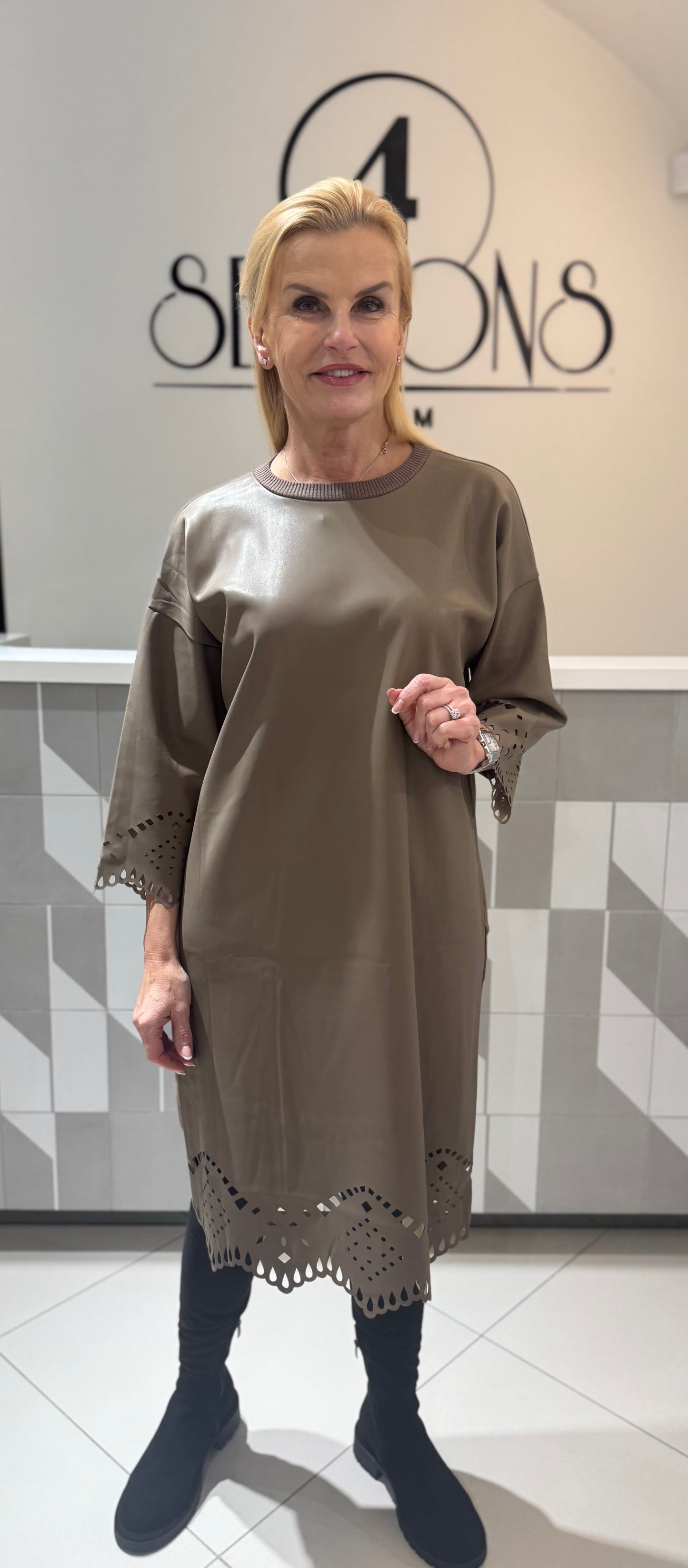 Suknelė su eko oda (S173)