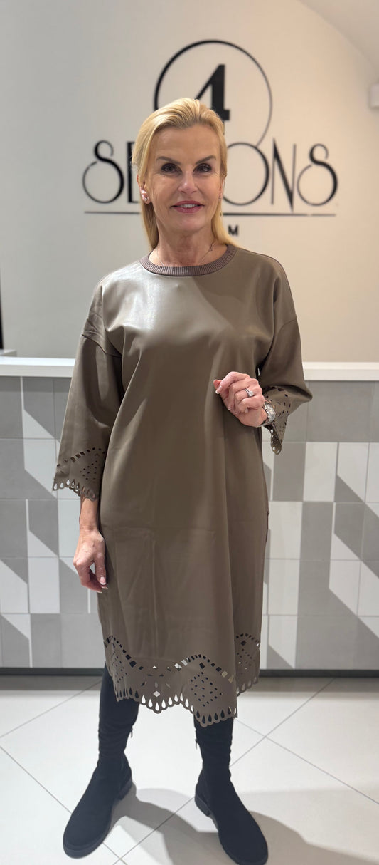 Suknelė su eko oda (S173)