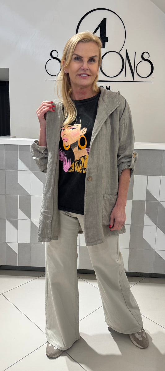 Lininis švarkas su goubtuvu (Sv169)