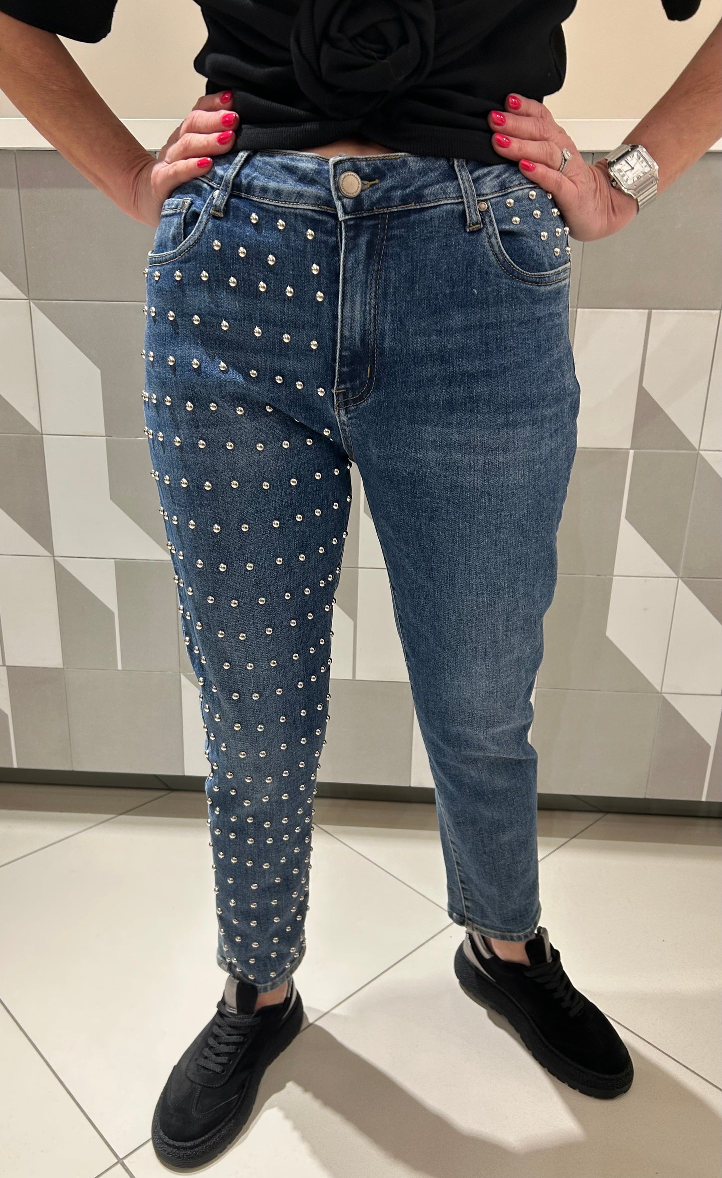 Džinsai su kniedemis (k582)